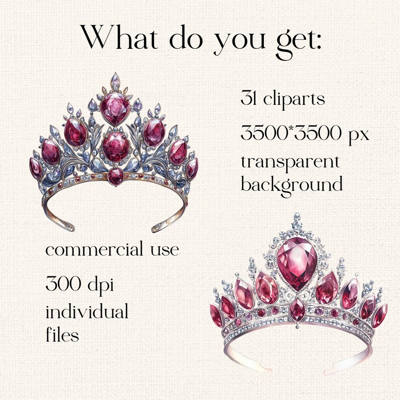 31 Ruby Princess Crown PNG Set, Ruby Tiara Clipart Set, Tiara Clipart ...