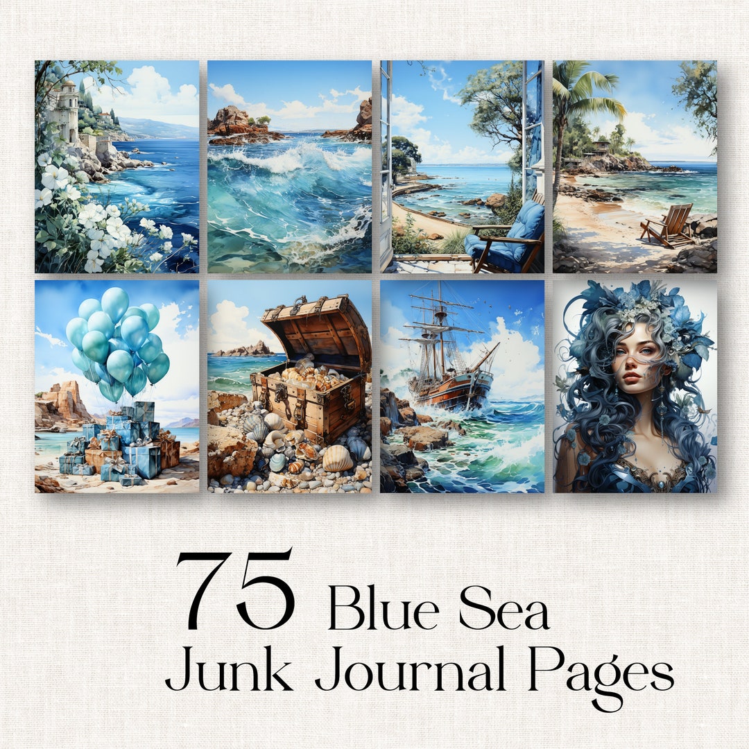 75 Ocean Junk Journal Printable Pages, Scrapbooking, Blue Ocean, Beach ...