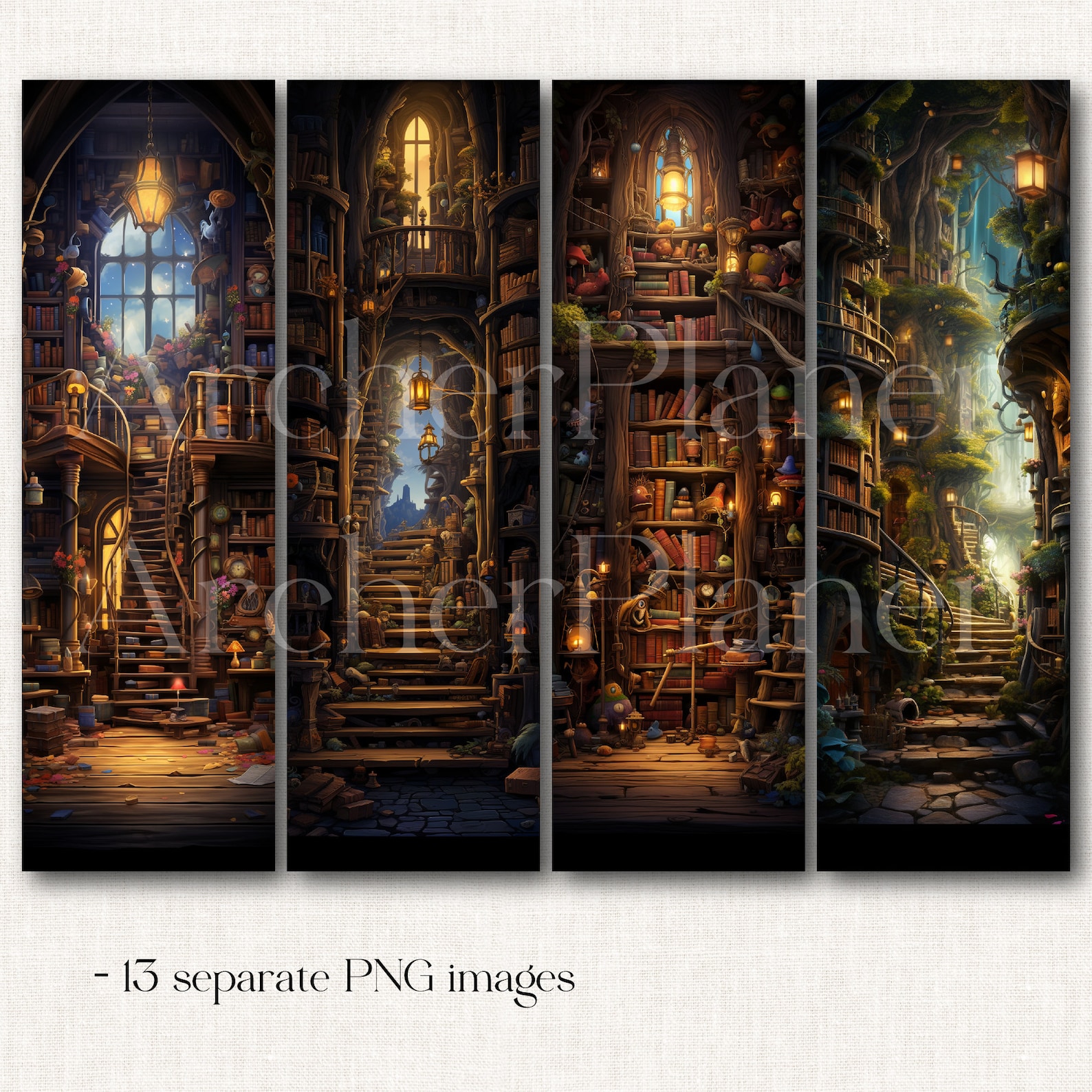 13 Fantasy Library Printable Bookmark Designs, Digital Print Download ...