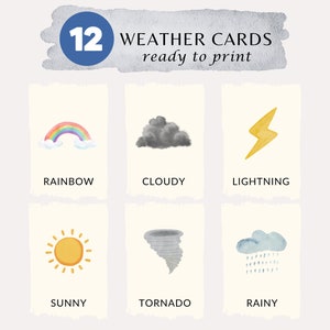 cartes flash météo | cartes éducatives imprimables, cartes Montessori, cartes préscolaires, matériel Montessori | TÉLÉCHARGEMENT NUMÉRIQUE