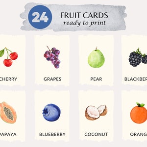 fruit flash cards | printable educational cards, Montessori cards, pre-school cards, Montessori materials | DIGITAL DOWNLOAD