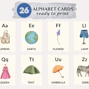 alphabet flash cards | printable educational cards, Montessori cards, pre-school cards, Montessori materials | DIGITAL DOWNLOAD