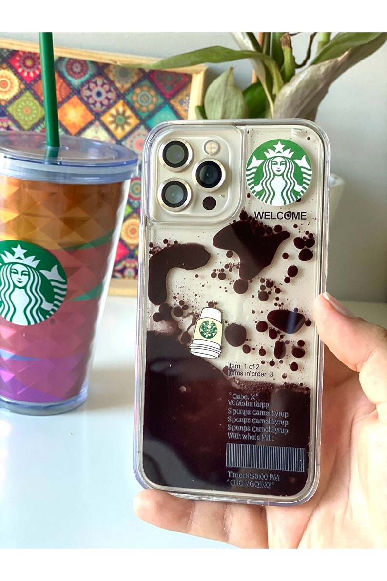 Starbucks Transparent Phone Case with Liquid Content Real image 2