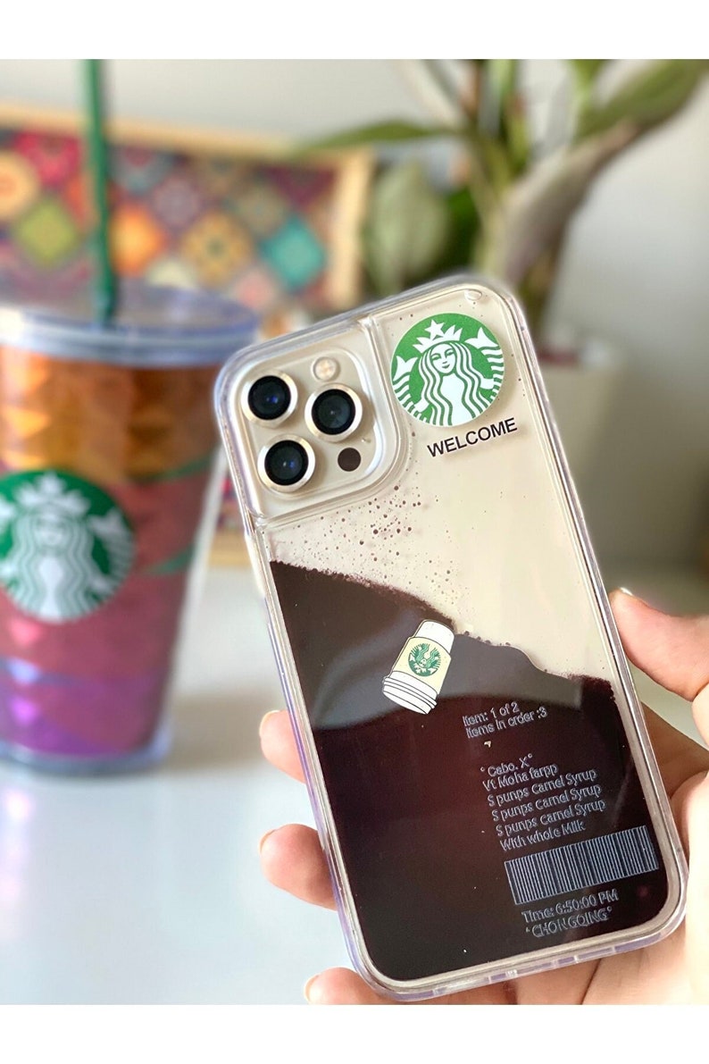 Starbucks Transparent Phone Case with Liquid Content Real image 1