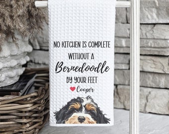 Custom Bernedoodle Kitchen Towel, Bernedoodle gift, custom kitchen tea towel, Bernedoodle owner, Bernedoodle dog mom, Bernedoodle lover