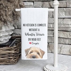 Custom Wheaten terrier Kitchen Towel, Wheaten terrier gift, custom kitchen tea towel, Wheaten terrier owner, Wheaten terrier dog mom