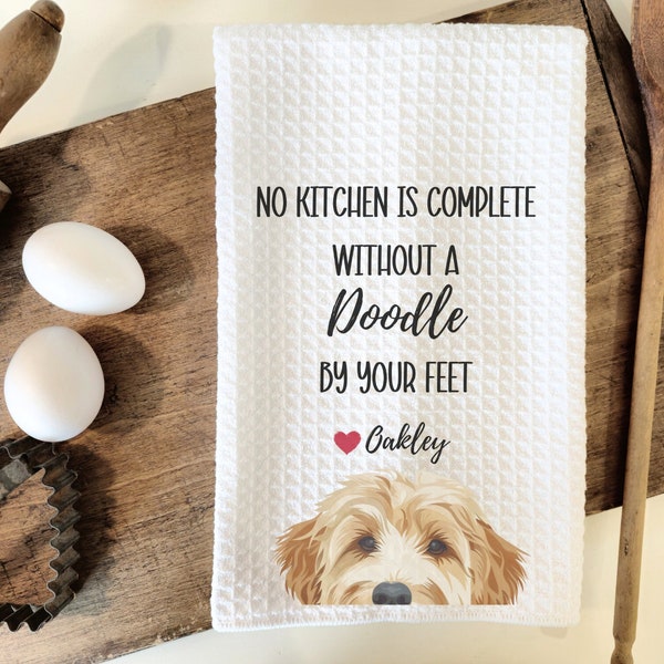 Custom Goldendoodle Kitchen Towel, Goldendoodle gift, custom kitchen towel, dog kitchen towel, Doodle dog, Golden doodle mom, Golden doodle