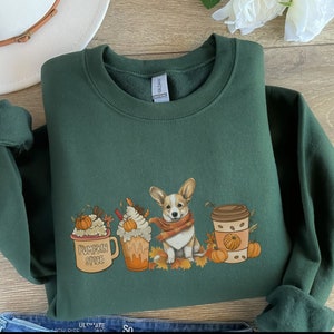 Corgi Fall Coffee Sweatshirt, Corgi sweatshirt, Corgi shirt, Corgi gifts, corgi, welsh corgi, corgi gift, corgi shirt, corgi fall tee, Corgi