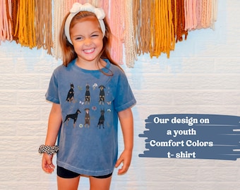 Our design on a comfort colors youth t- shirt, Youth t shirt, Dog youth t shirt
