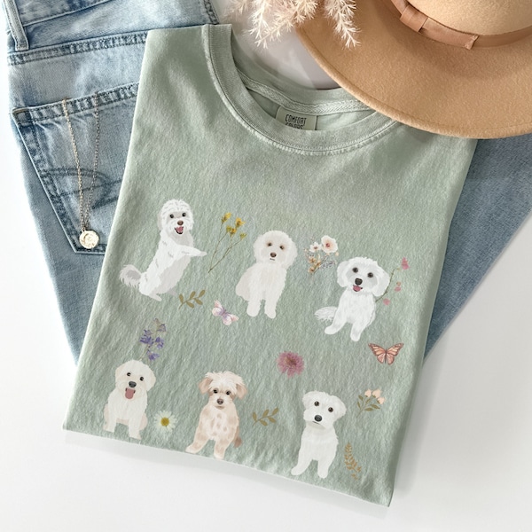 Maltese cottage core t shirt, Maltese, Maltese mom, Maltese gift, cottage core, Maltese gifts, maltese dog t shirt, cute maltese shirt