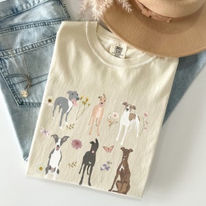 Camiseta Greyhound Cottagecore, Greyhound, Whippet, camiseta Whippet, camiseta Greyhound, regalo Greyhound, mamá Greyhound, regalos Greyhound