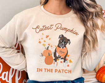 Custom Boxer dog pumpkin patch sweatshirt, Pumpkin patch sweatshirt, Boxer dog mom gift, Boxer dog fall, Fall vibes, its fall yall, Autumn
