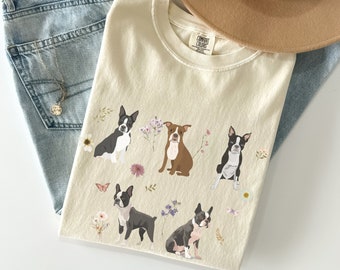 Boston Terrier Cottagecore shirt, Boston Terrier shirt, Boston Terrier Mom, Boston Terrier Owner. Boston Terrier Gift, Boston Terrier lover