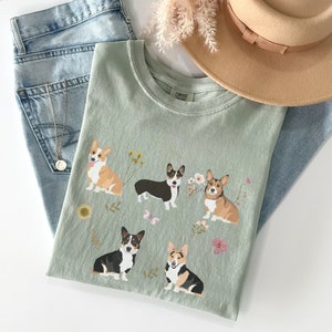 Corgi cottagecore t shirt, corgi mom t shirt, corgi gifts, corgi lover, Welsh Corgi, corgi gift, corgi mama, cottage core,comfort colors tee