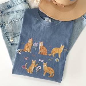 Orange Tabby Cat T-shirt. Ginger Cat T-shirt. Orange Long