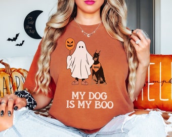 Custom Doberman dog Halloween shirt, Doberman shirt, Doberman, Doberman gift, Doberman mom, Halloween dog shirt, Ghost dog shirt, Dobie dog