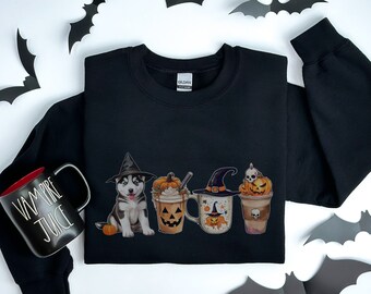 Siberian Husky Halloween-tröja, Husky hund Halloween, Siberian Husky hund, Husky hundmamma, Husky hund höst, Siberian Husky present, hundmamma