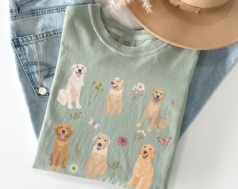 Golden retriever cottagecore t shirt, Golden retriever t shirt, Golden Retriever gifts, Golden Retriever, Golden Retriever mom, Dog mom tee