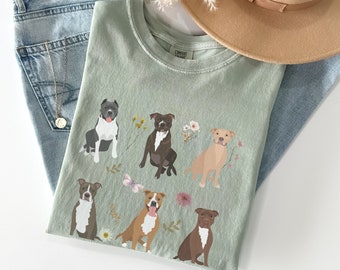 Pitbull cottagecore t shirt, pitbull shirt, pitbull mom, pitbull lover, pittie, pitbull gifts, gift for pitbull lover, American pitbull tee
