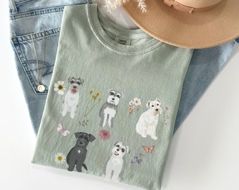 シュナウザー コテージコア T シャツ、シュナウザー T シャツ、シュナウザー ギフト、シュナウザー、シュナウザー ママ、コンフォート カラー T シャツ、シュナウザー 愛好家、