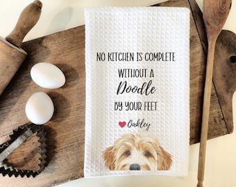 Custom Goldendoodle Kitchen Towel, Goldendoodle gift, custom kitchen towel, dog kitchen towel, Doodle dog, Golden doodle mom, Golden doodle