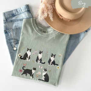 Tuxedo Cat Cottagecore t shirt, Tuxedo cat, Tuxedo cat gifts, Tuxedo Cat mom, Tuxedo Cat shirt, Comfort colors t shirt, Cat mom t shirt