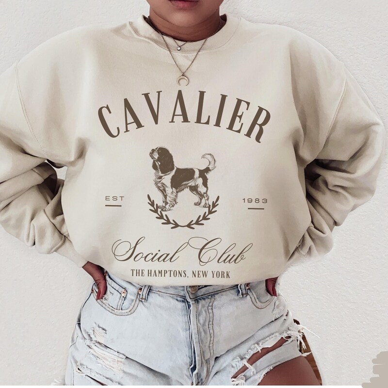 Sweatshirt Sapin De Noël Avec Cavalier King Charles Spaniel - Coupe Classique, Col Tissé, 241 G - Idée Cadeau Original