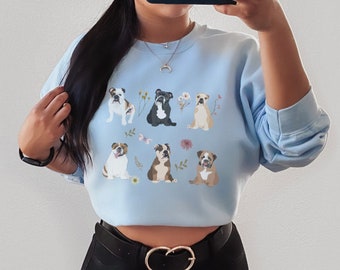 English Bulldog cottagecore sweatshirt, English Bulldog sweatshirt, English bulldog, English Bulldog gifts, English Bulldog mom