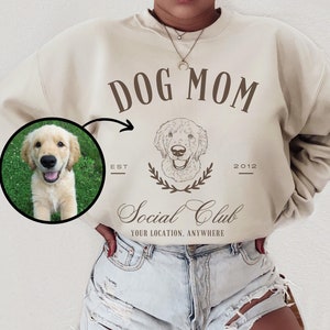 Sweatshirt aangepaste hond moeder Social Club, Sweatshirt aangepaste hond, Sweatshirt gepersonaliseerde hond, Sweatshirt custom hond, Sweatshirt hond custom, Hondenmoeder ronde hals, Hondenmoeder