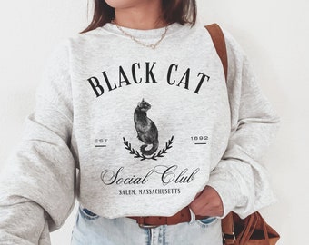 Black Cat Social Club Sweatshirt, Black cat Sweatshirt, Salem, Black cat gifts, Black cat mom, Salem Sweatshirt, Salem Shirt, Cat mom shirt