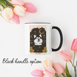 Husky tarot card mug, husky mug, Husky gifts, Siberian Husky, Husky mom gift, Husky Lover Coffee Cup, Dog tarot card mug, Husky owner gift image 2