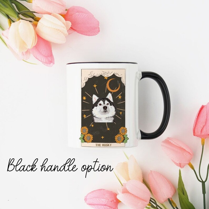 Husky tarot card mug, husky mug, Husky gifts, Siberian Husky, Husky mom gift, Husky Lover Coffee Cup, Dog tarot card mug, Husky owner gift image 2