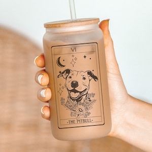 Pitbull tarot frosted glass tumbler, Pitbull gifts, Pitbull, Pitbull gift, Pitbull dog, Pitbull mom, Pitbull cup, Pitbull tumbler, pittie