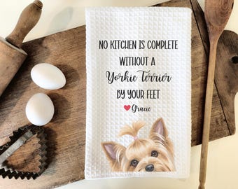 Custom Yorkie terrier Towel, Yorkie terrier gift, custom kitchen tea towel, Yorkie owner, Yorkie terrier mom, Dog mom gift, Yorkie terrier