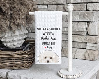 Custom Bichon Kitchen Towel, Bichon gift, custom kitchen dog towel, Bichon gift for dog owner, Bichon mom, Bichon lover, Bichon decor