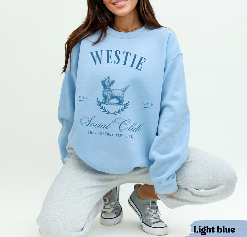 Custom Westie Social Club Sweatshirt, Westie Sweatshirt, Westie gifts, Westie mom, Tabby cat, West Highland Terrier dog, Dog mom crewneck image 7