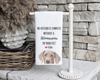 Custom Weimaraner Kitchen Towel, Weimaraner gift, custom kitchen tea towel, Weimaraner owner, Weimaraner dog mom, Weimaraner lover