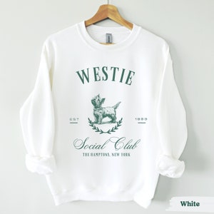 Custom Westie Social Club Sweatshirt, Westie Sweatshirt, Westie gifts, Westie mom, Tabby cat, West Highland Terrier dog, Dog mom crewneck image 5