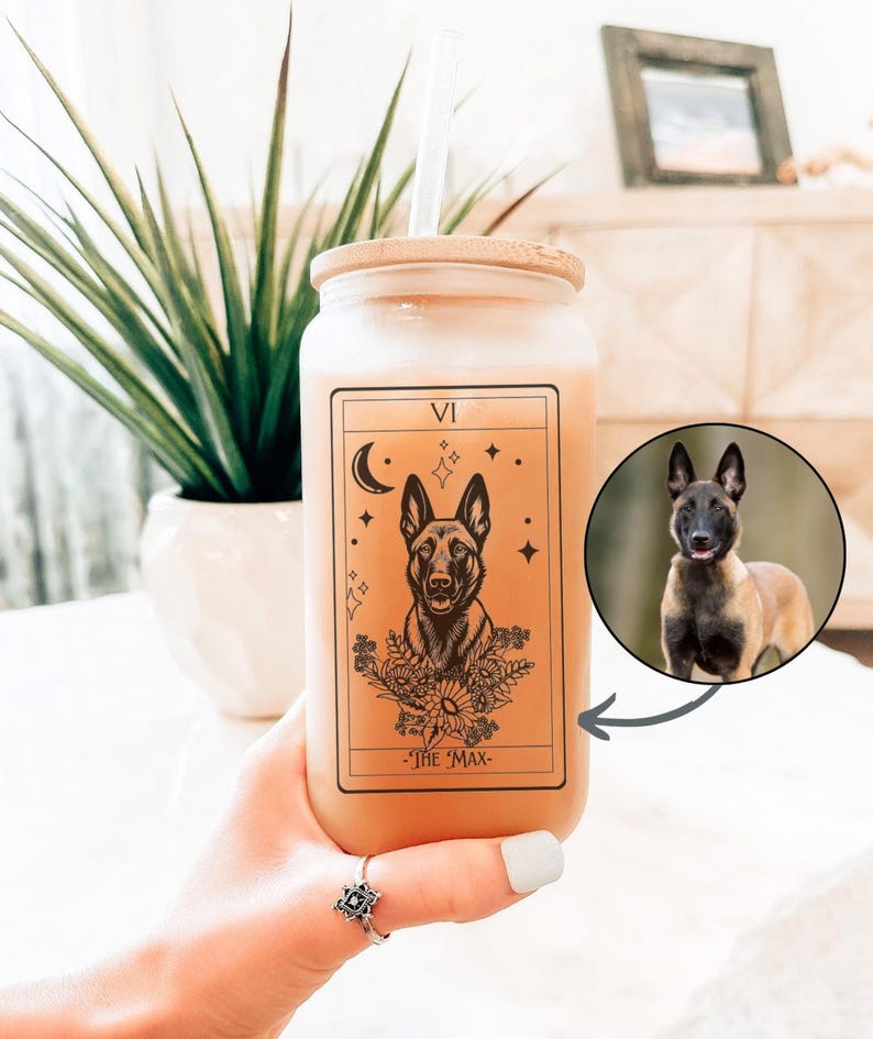 Custom Tarot dog tumbler Gift, Custom dog tumbler, Dog mom gift, Custom dog gift, Dog mom gift, Custom photo tumbler, Dog portrait, bild 2