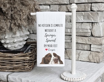 Custom English Springer Spaniel kitchen towel home decor, custom dog tea towel, Springer Spaniel dog, Springer Spaniel gift, Dog home decor