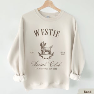 Custom Westie Social Club Sweatshirt, Westie Sweatshirt, Westie gifts, Westie mom, Tabby cat, West Highland Terrier dog, Dog mom crewneck image 4
