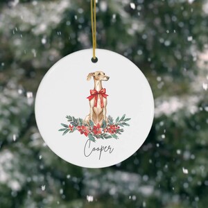 a white ornament with a dog on it