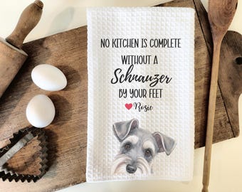 Custom Schnauzer Kitchen Towel, Schnauzer gift, custom kitchen towel, dog kitchen towel, Schnauzer dog, Schnauzer mom, Schnauzer