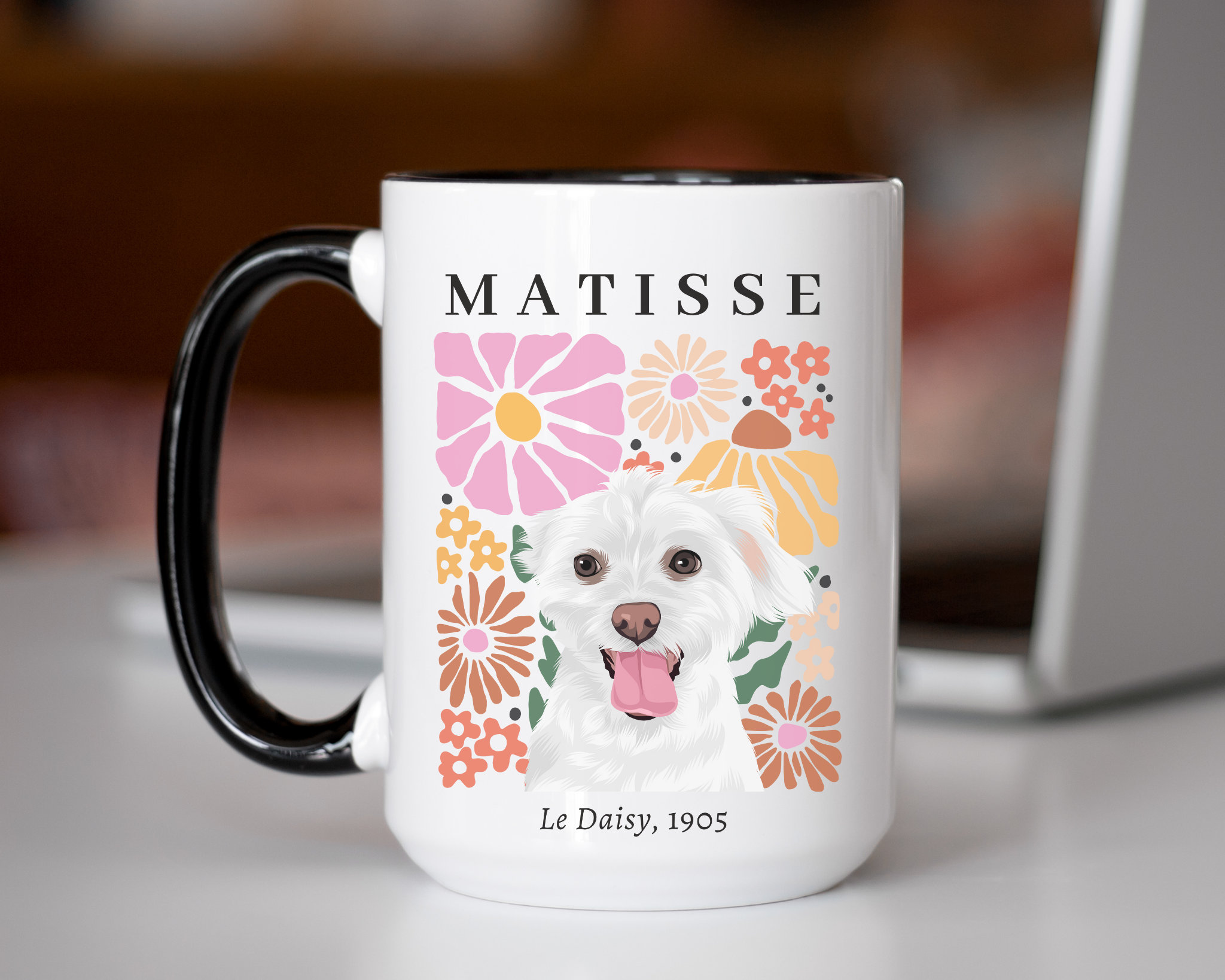 Matisse inspired custom dog mug, Custom dog mug, Custom Pet Mug, Custom Photo mug, dog remembrance gift, pet portrait mug, dog mom, dog dad
