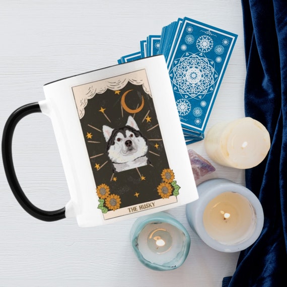 Husky tarot card mug, husky mug, Husky gifts, Siberian Husky, Husky mom gift, Husky Lover Coffee Cup, Dog tarot card mug, Husky owner gift