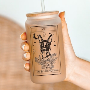 Belgian Malinois frosted glass tumbler, Belgian Malinois, Belgian Malinois gifts, Belgian Malinois mom, Belgian Malinois tumbler, Malinois