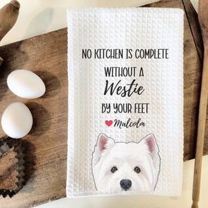 Custom West Highland terrier Kitchen Towel, Westie dog gift, custom kitchen towel, Westie dog mom, Custom dog towel, West highland terrier
