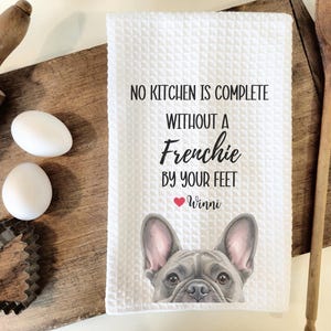 Custom French Bulldog Kitchen Towel, French Bulldog gift, custom kitchen towel, dog kitchen towel, French Bulldog mom, French bulldog decor