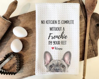 Custom French Bulldog Kitchen Towel, French Bulldog gift, custom kitchen towel, dog kitchen towel, French Bulldog mom, French bulldog decor