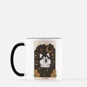 Husky tarot card mug, husky mug, Husky gifts, Siberian Husky, Husky mom gift, Husky Lover Coffee Cup, Dog tarot card mug, Husky owner gift image 3